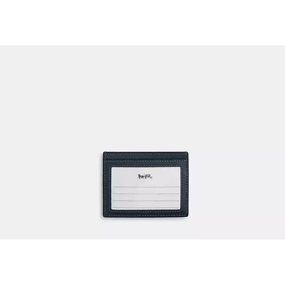 Coach CAT70 Slim Id Card Case In Regenerative Cotton With Quilting Denim NWT - Picture 2 of 5